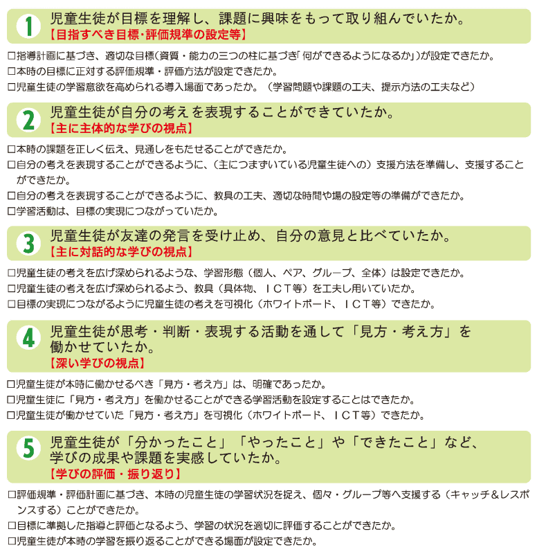 アクティブ・ラーニング指導用ルーブリック（出典：令和7年度「指導の重点・主な施策」より抜粋）