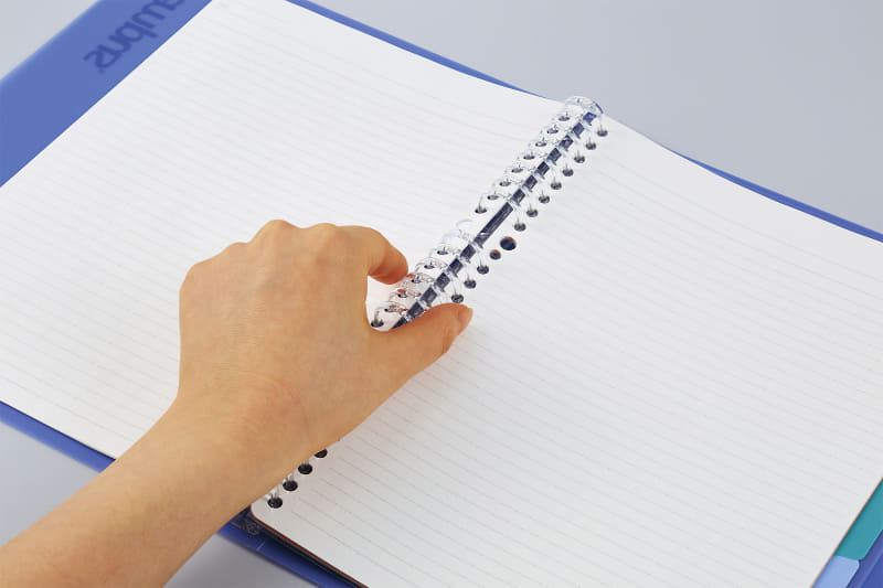 閉じるときは、中央のリング群を閉じるようにつまむ