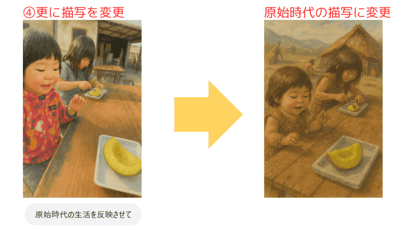 生成された画像に対して、さらに変更指示が可能