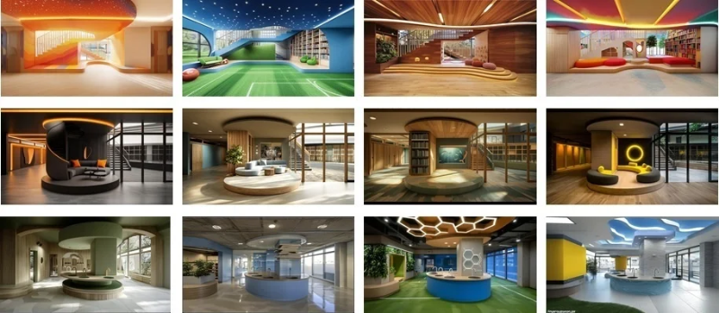 小学6年生が作成した新校舎のオープンスペースのイメージパース