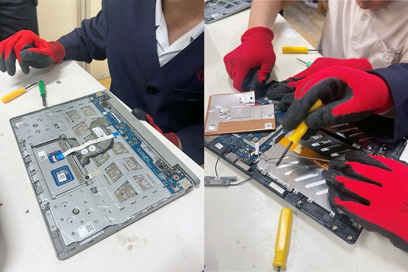 探究学習で実施した学習者用端末の解体