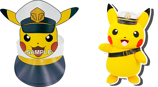 （左）東京駅特設ゴールカウンターで、キャプテンピカチュウのサンバイザーを配布、（右）ウォーターズ竹芝にて、キャプテンピカチュウのグリーティングを7月20日（日）に開催。