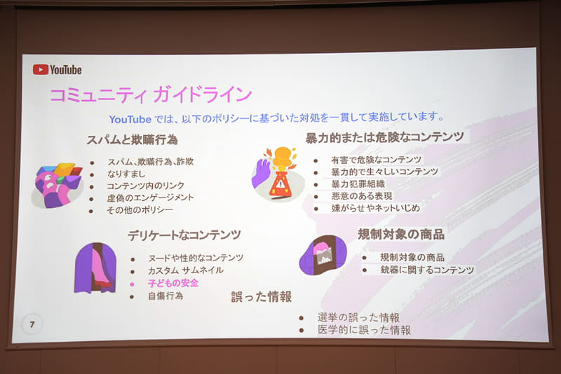 YouTubeのコミュニティガイドラインに沿って対応