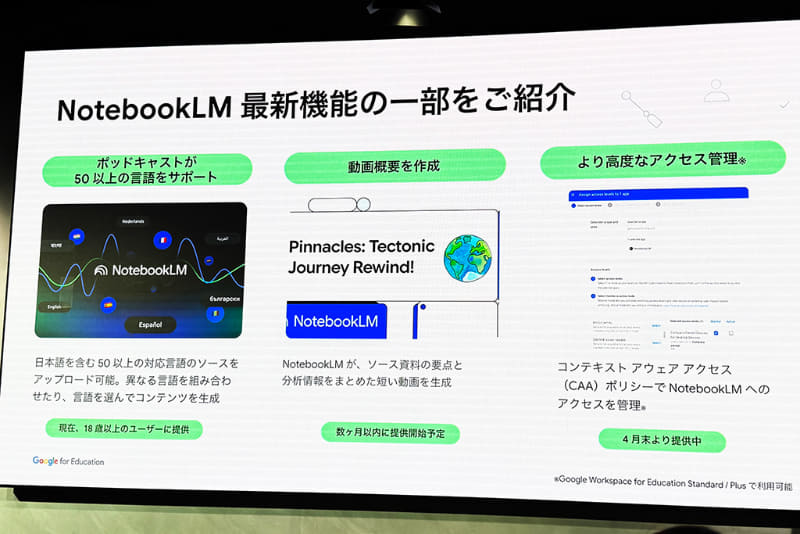 NotebookLMの新機能の一部