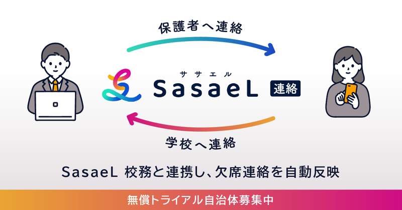株式会社SasaeLが、保護者連絡システム「SasaeL 連絡」を「SasaeL 校務」の導入自治体・学校向けに無償で提供