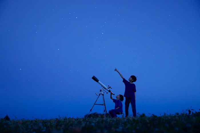 夕食と入浴後に星空を観察