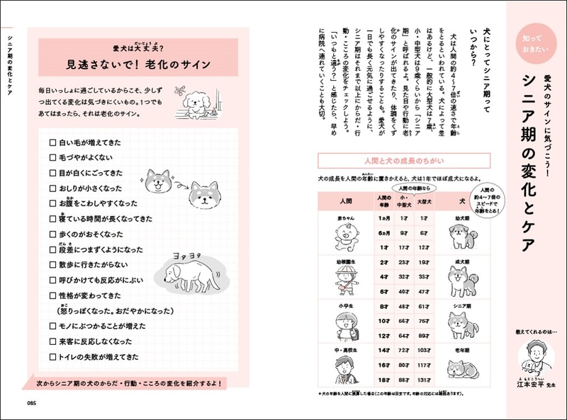 イラスト付きのコラムでペットケアや心のケアを学べる