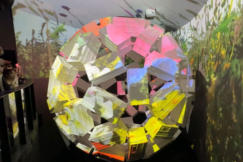 伝統的な大型の旅行用トランク90個を巨大な球体に組み立てた「トランクのスフィア」は、さまざまな色彩に変化し、思わず歓声があがる