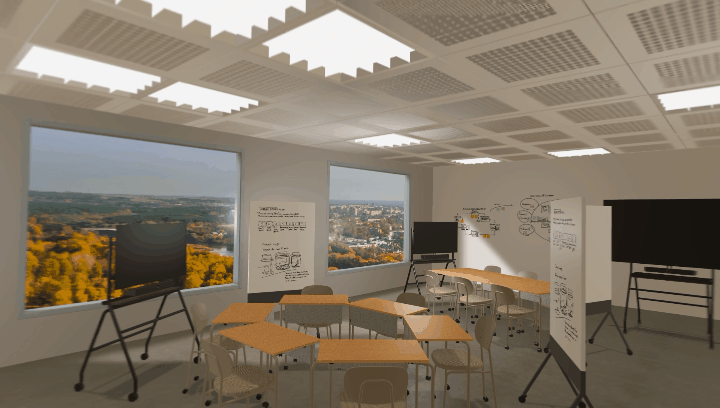 来場者がその場にいるような視点で教室を確認