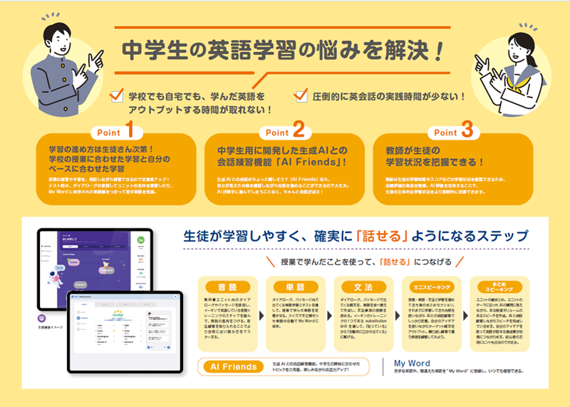 中学生向けAI英会話学習サービス「ララランゲージ」の概要