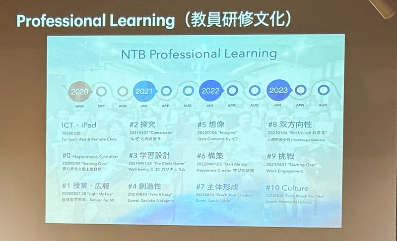 Apple Distinguished Educator（ADE）を取得した教員が「NTB Professional Learning」の研修を年3回実施しているという