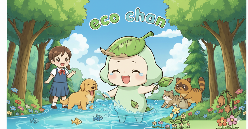 Geminiで生成。プロンプトは「<span class="em italic color gray">清流になった川で魚と遊んでいる場面。キャラ、背景はそのまま。奥の女の子はアミは持っていない。</span>」