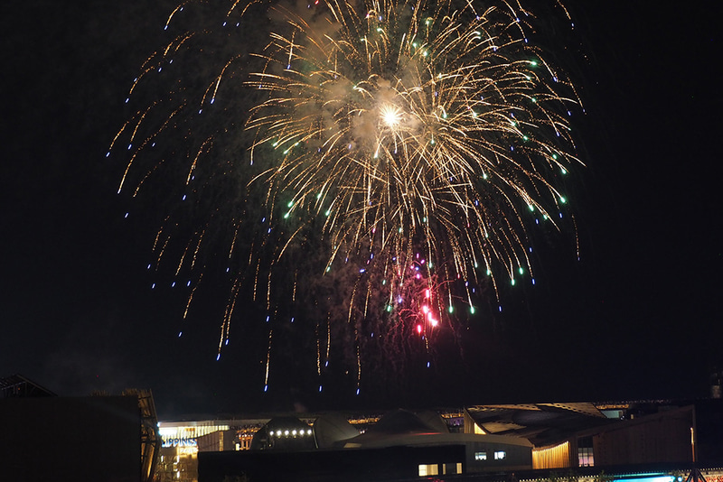 夏休み期間に開催されていたミニ花火大会の様子