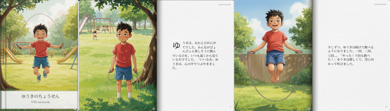 Storybookで作成したオリジナルの絵本「ゆうきの挑戦」