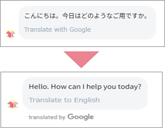 チャット相談はGoogle翻訳の対応言語に翻訳が可能