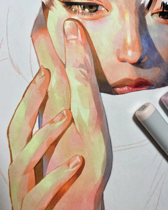 光の当たり方や肌の血色、髪の毛1本1本まで丁寧に描かれた細部へのこだわりが注目