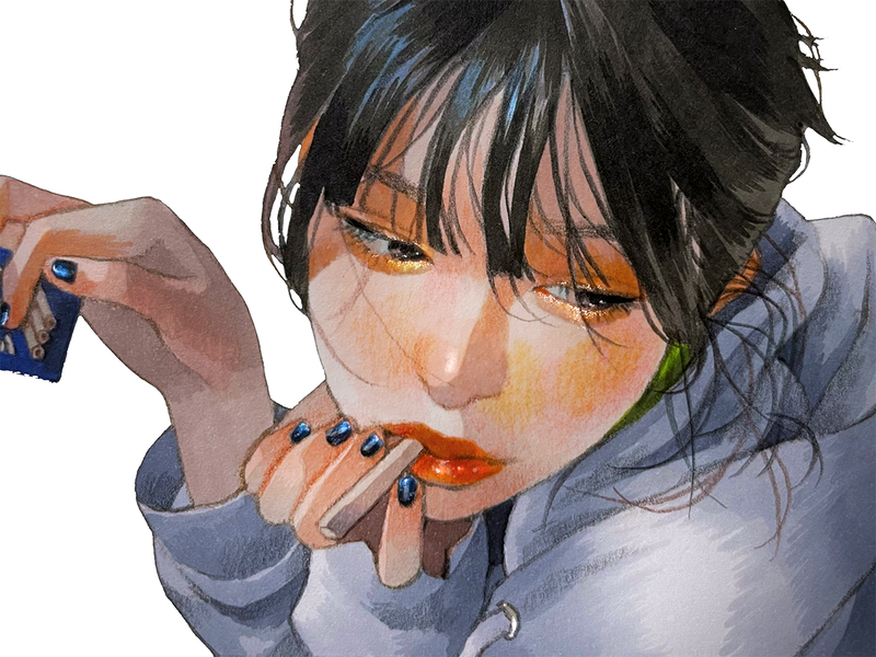 日常の一瞬を切り取ったような表情と、アナログならではの温かみある画風が人気