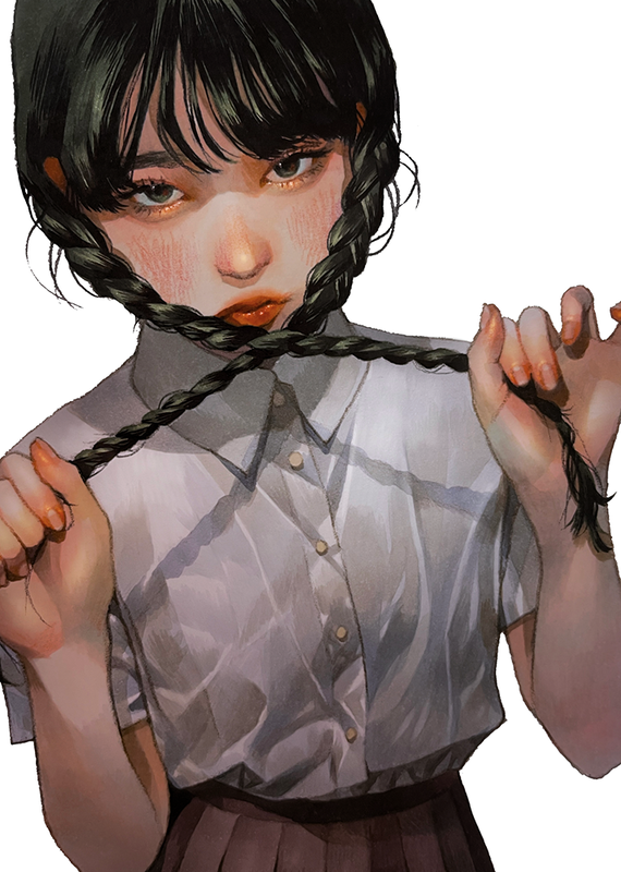 光の当たり方や肌の血色、髪の毛1本1本まで丁寧に描かれた細部へのこだわりが注目