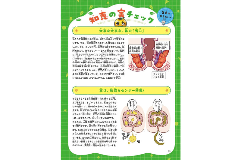 5話「授業中の大ピンチ！―肛門のチカラ―」の解説ページ。本編の復習に加え、さらなる学びが広がる