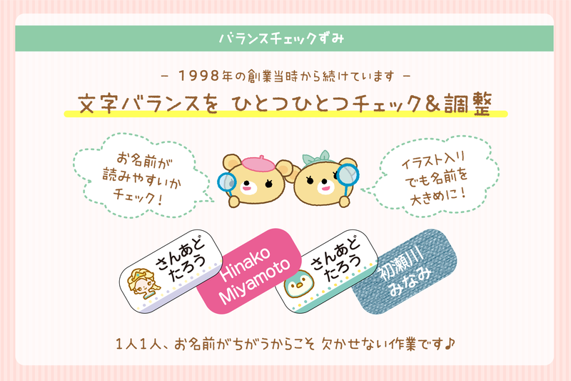 文字のバランスを1つ1つ確認して調整