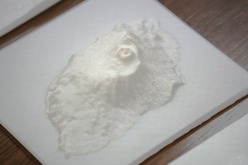 生徒が3Dプリンターで作成した地形モデル