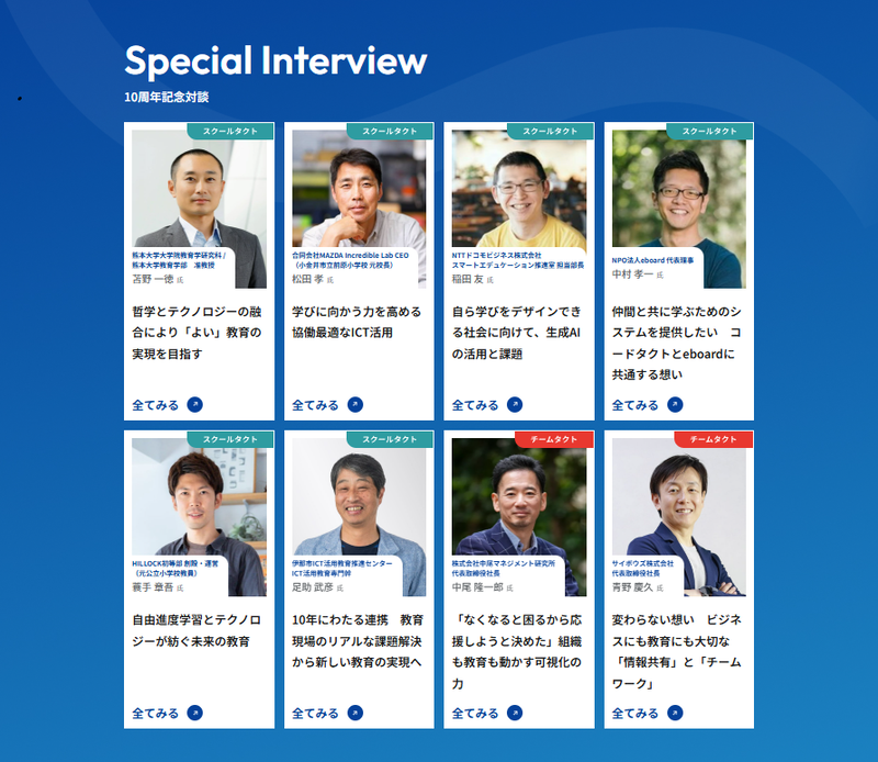 8人のキーパーソンとの記念対談を公開（出典：株式会社コードタクト）