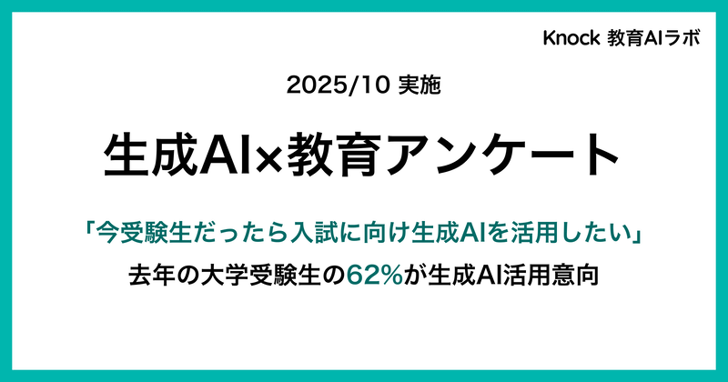 Hanji株式会社が運営する「Knock 教育AIラボ」が、2025年に大学に入学した大学1年生に調査を実施した「受験での生成AI活用」の結果を発表（出典：Hanji株式会社、以下同じく）