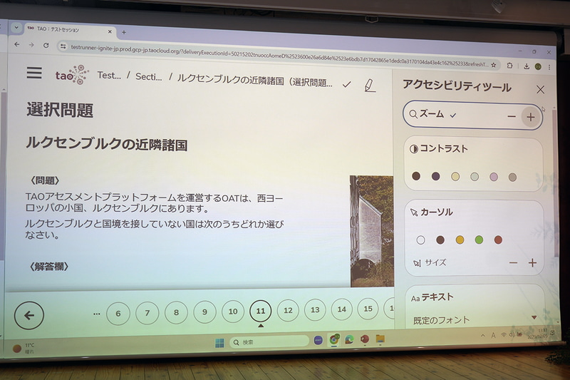 画面の表示倍率、フォントサイズ、コントラスト、マウスポインターのサイズなどを変更可能