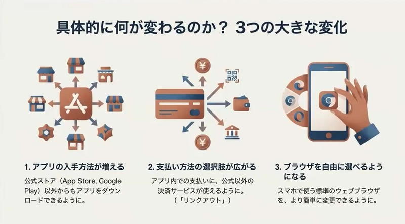スマホ新法で変わるポイントを紹介
