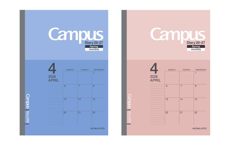 コクヨ株式会社が、「キャンパスダイアリー」シリーズより、マンスリー・スタンダードタイプの4月始まり版を2026年1月中旬より順次発売（出典：コクヨ株式会社、以下同じく）
