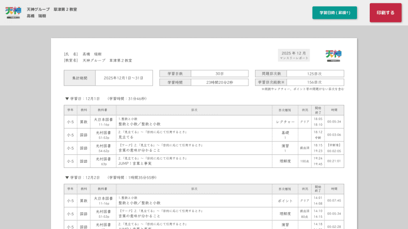 株式会社タオが、不登校児童の学習支援に不可欠な「レポート機能」をICT教材「天神X」に実装（出典：株式会社タオ、以下同じく）