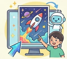 目標やアイデアを言語化してポスターを作成し、さらにポスターから4コママンガを制作
