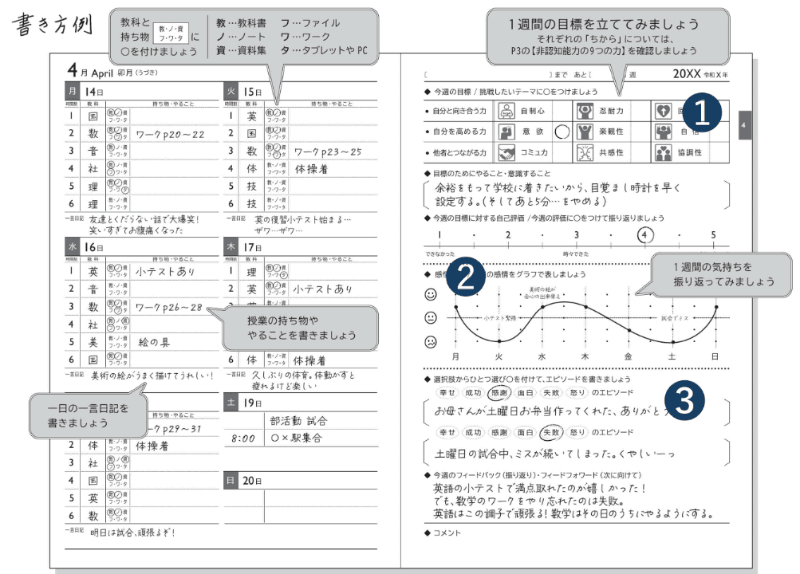 紙面レイアウトと書き方の例