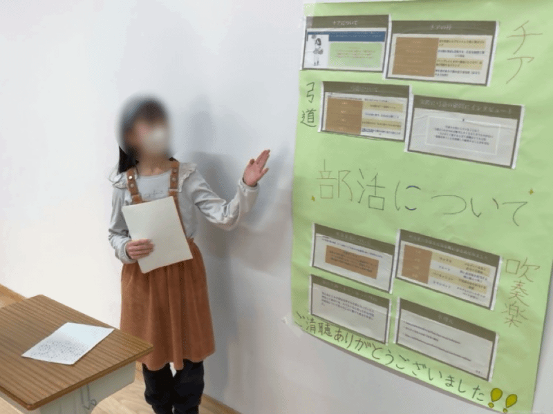 自分で設定した課題を探究し、他者に伝える児童