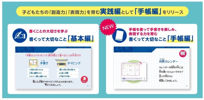 「書くって大切なこと 基本編」と「書くって大切なこと 手帳編」（出典：一般社団法人日本文化教育推進機構、以下同じく）