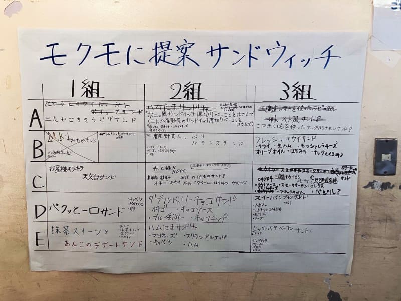 MOCMO sandwichesに提案する児童たちのサンドイッチ案