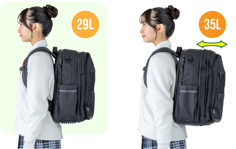 （左）29Lの状態で利用したイメージ、（右）35Lの状態で利用したイメージ