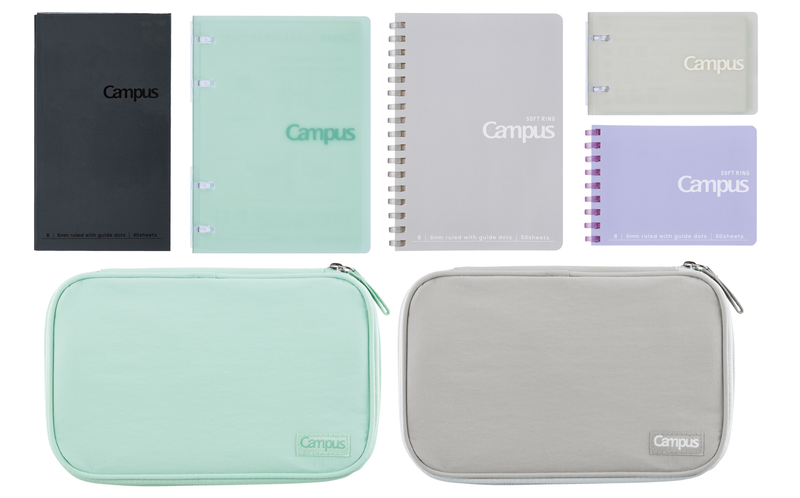 ポケットノートとソフトリングノートは4色、バインダーとペンケースは3色で展開
