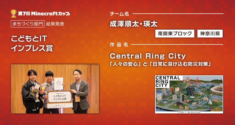 <a href="https://minecraftcup.com/works/workarticle/?work_id=7017">Central Ring City 「人々の安心」と「日常に溶け込む防災対策」</a>