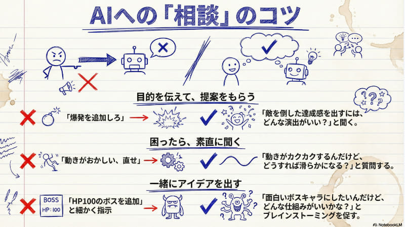 AIに「相談」するときのコツ（画像：安藤氏のスライドより）