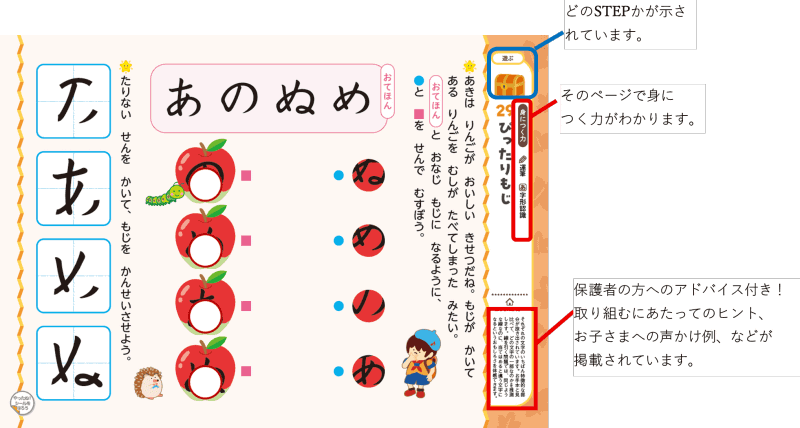 STEP1「遊ぶ」では、遊びながらひらがなや身近な言葉への興味・関心を育む