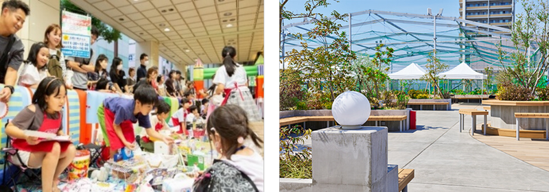 キッズフリマのイメージと会場の様子