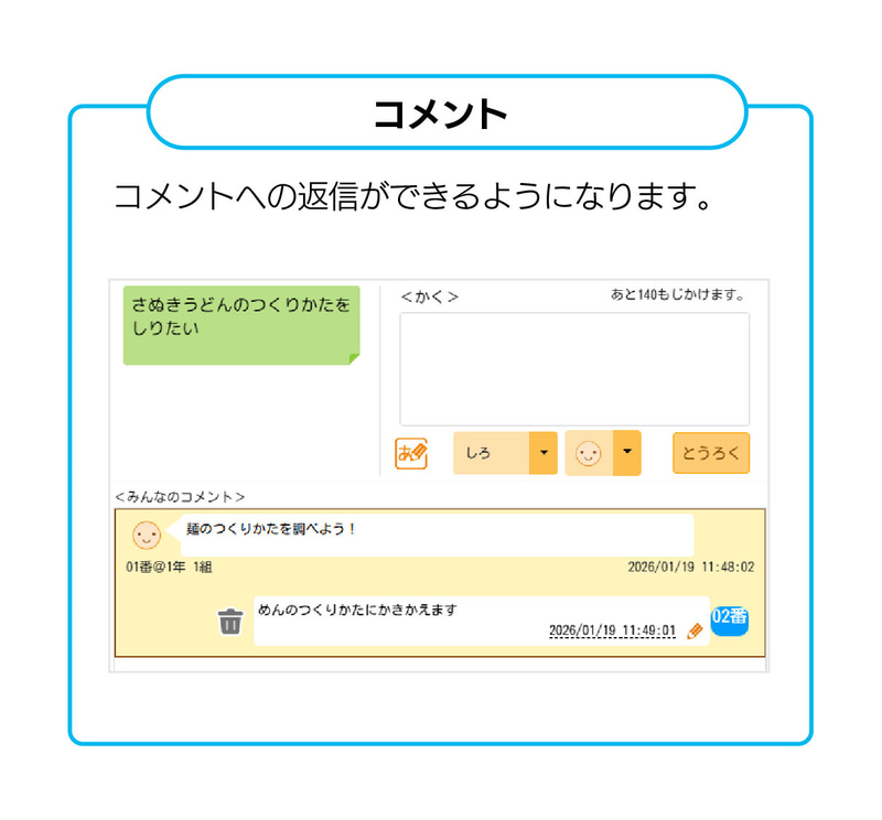 コメント返信機能を追加（出典：JR四国ソリューション株式会社）