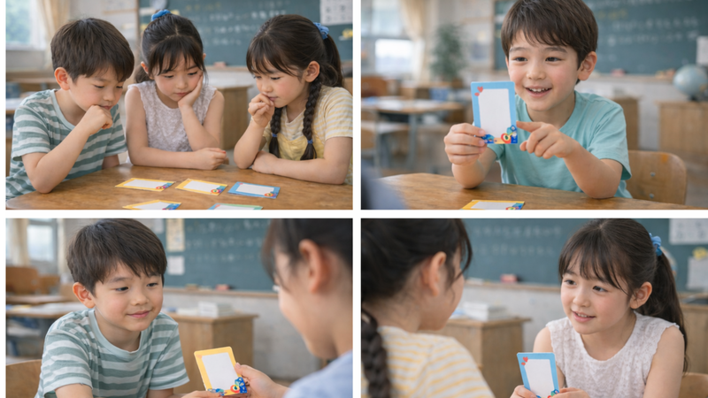 「ここスマカード」を使った子供の対話イメージ