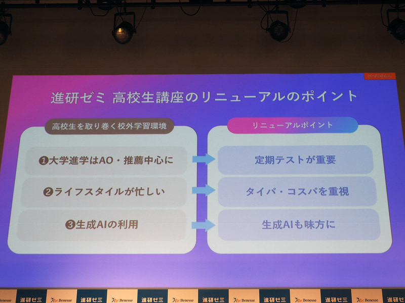高校講座のリニューアルのポイントは「定期テストが重要」「タイパ・コスパを重視」「生成AIも味方に」