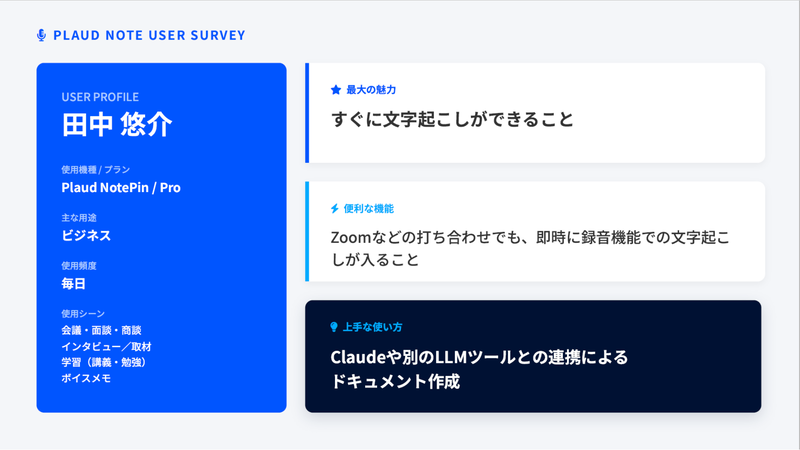 田中悠介さんのアンケート結果（画像：筆者提供）