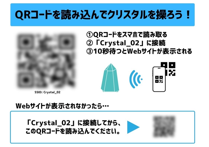 岩オブジェに貼り付けた二次元バーコードの例