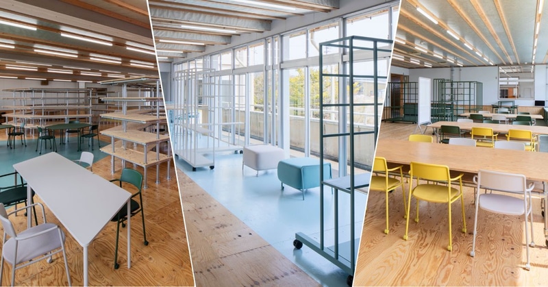 大日向中等教育学校の「図書館」「大廊下」「スタッフルーム」（出典：コクヨ株式会社）