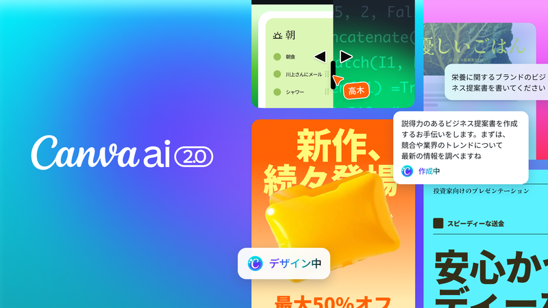 Canvaが、対話型AIでユーザーのデザイン制作を支援する「Canva AI 2.0」を発表（出典：Canva Japan株式会社、以下同じく）