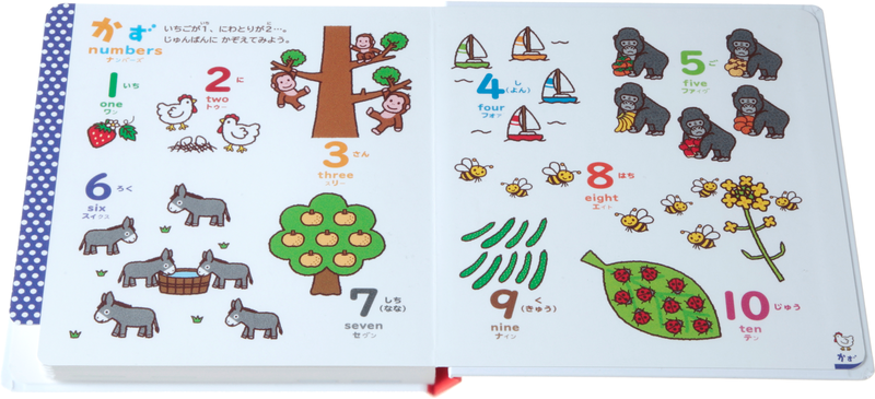 『0さい～4さい こどもずかん英語つき　改訂バージョン』の「かず」のページ